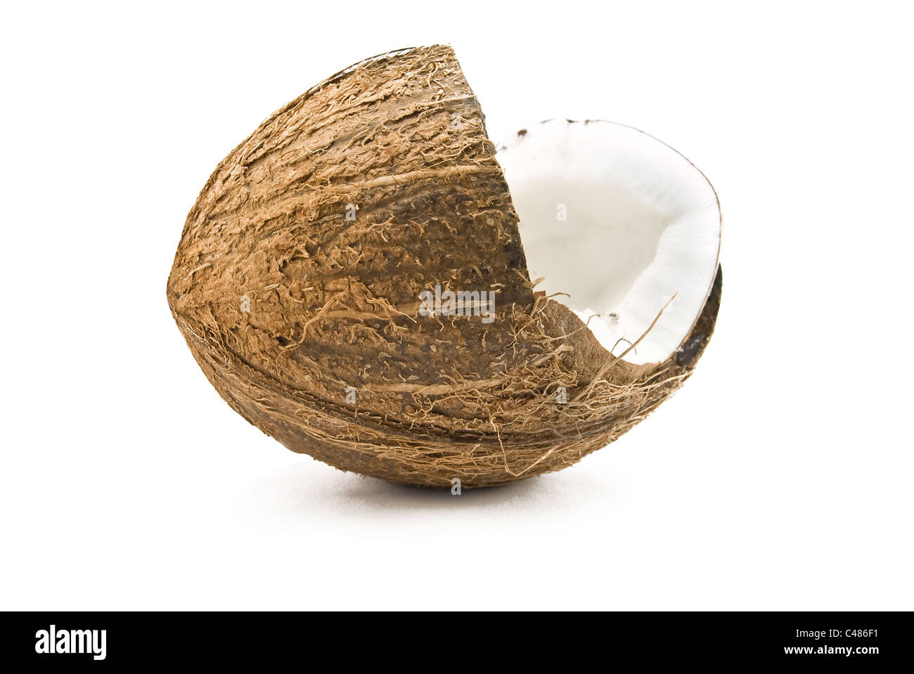 broken coconut on white background Stock Photo Alamy
