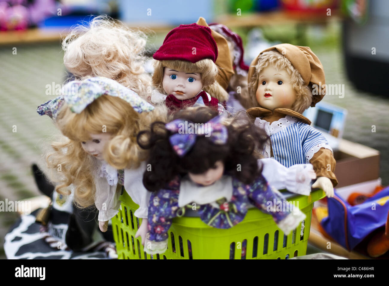 flea market dolls Stock Photo