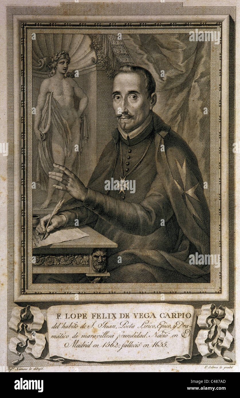 Felix Lope de Vega y Carpio (1562-1635). Spanish playwright and poet. Spanish Golden Century Baroque literature. Stock Photo