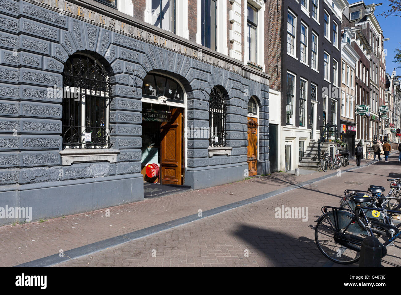 The new location of the Hash, Marihuana and Hemp Museum at 130 Oudezijds Achterburgwal, Amsterdam, Netherlands Stock Photo