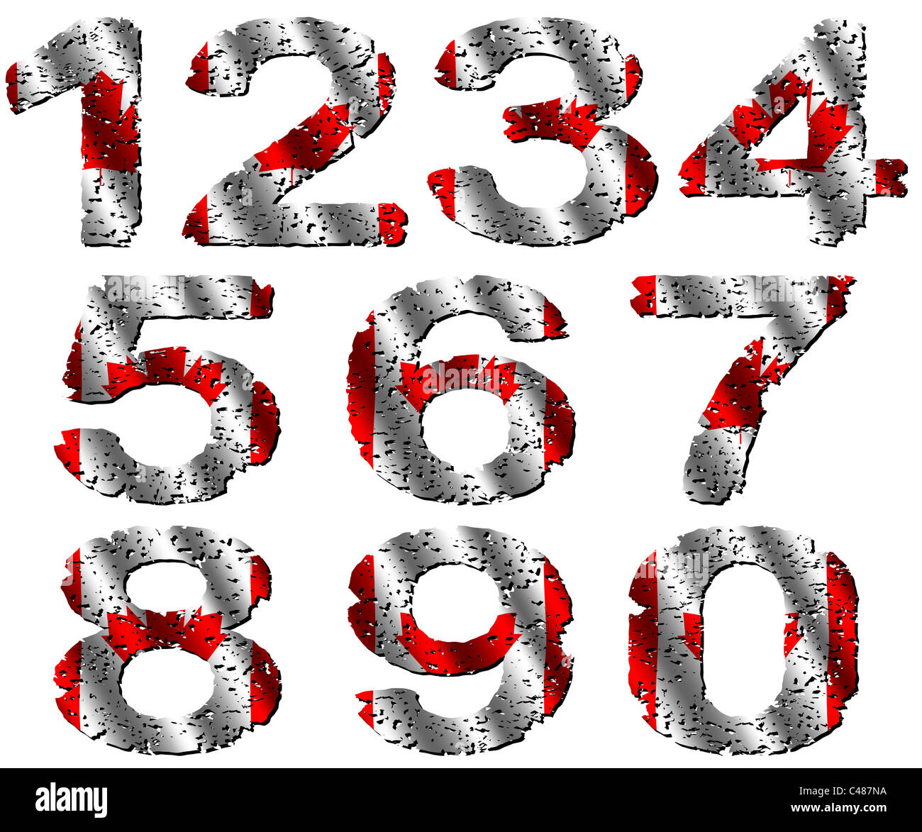 grunge Canadian flag numbers isolated on white illustration Stock Photo Alamy