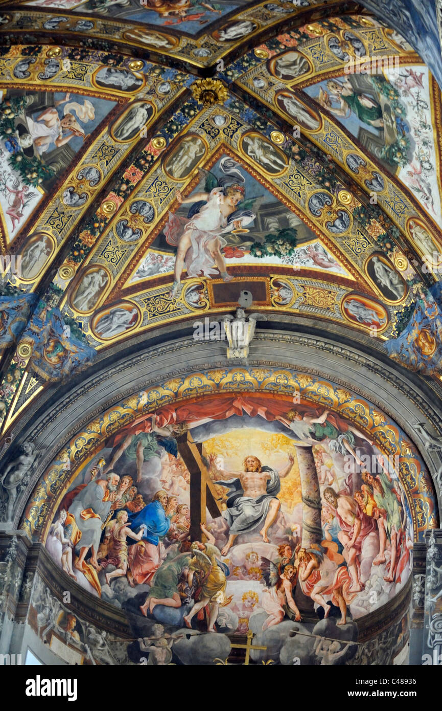 A frescoe painting in the apse of the Parma Duomo of the resurrection Stock Photo