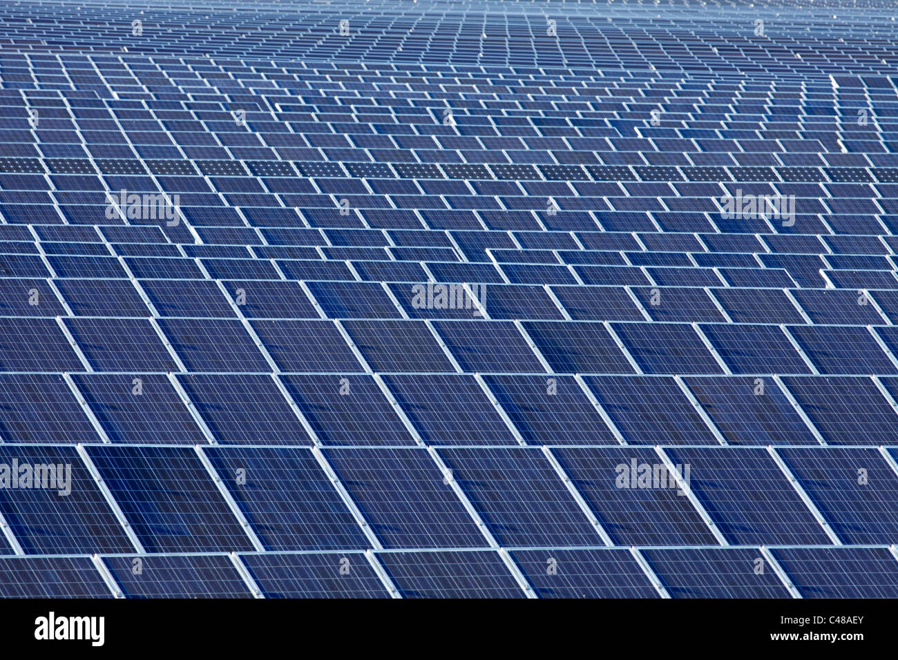 photovoltaic solar power plant inThalheim; helioelectric station; solar energy; Solarkraftwerk bei Thalheim Stock Photo
