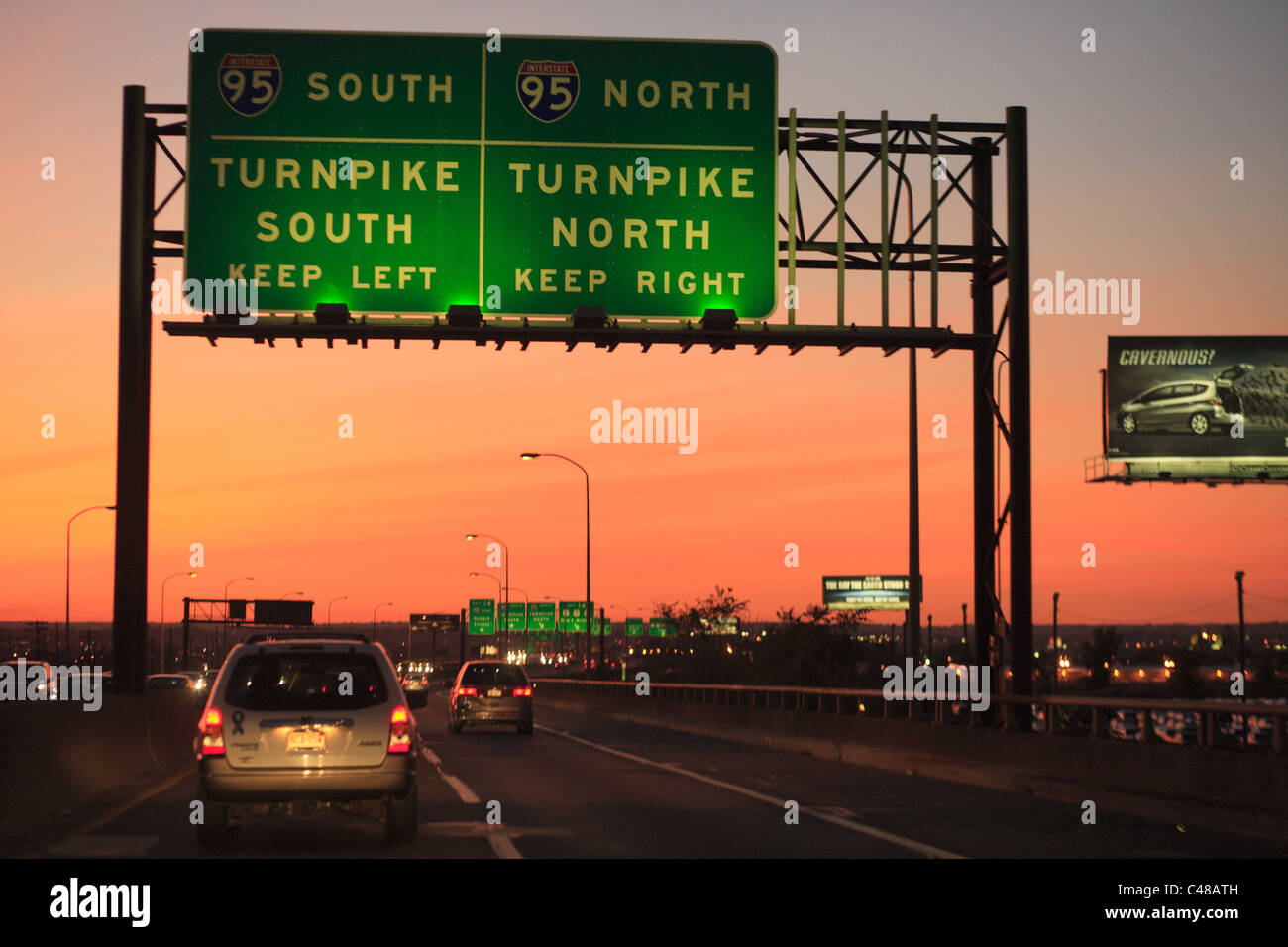 A Highway And Road Signs Jersey City Usa Stock Photo Alamy