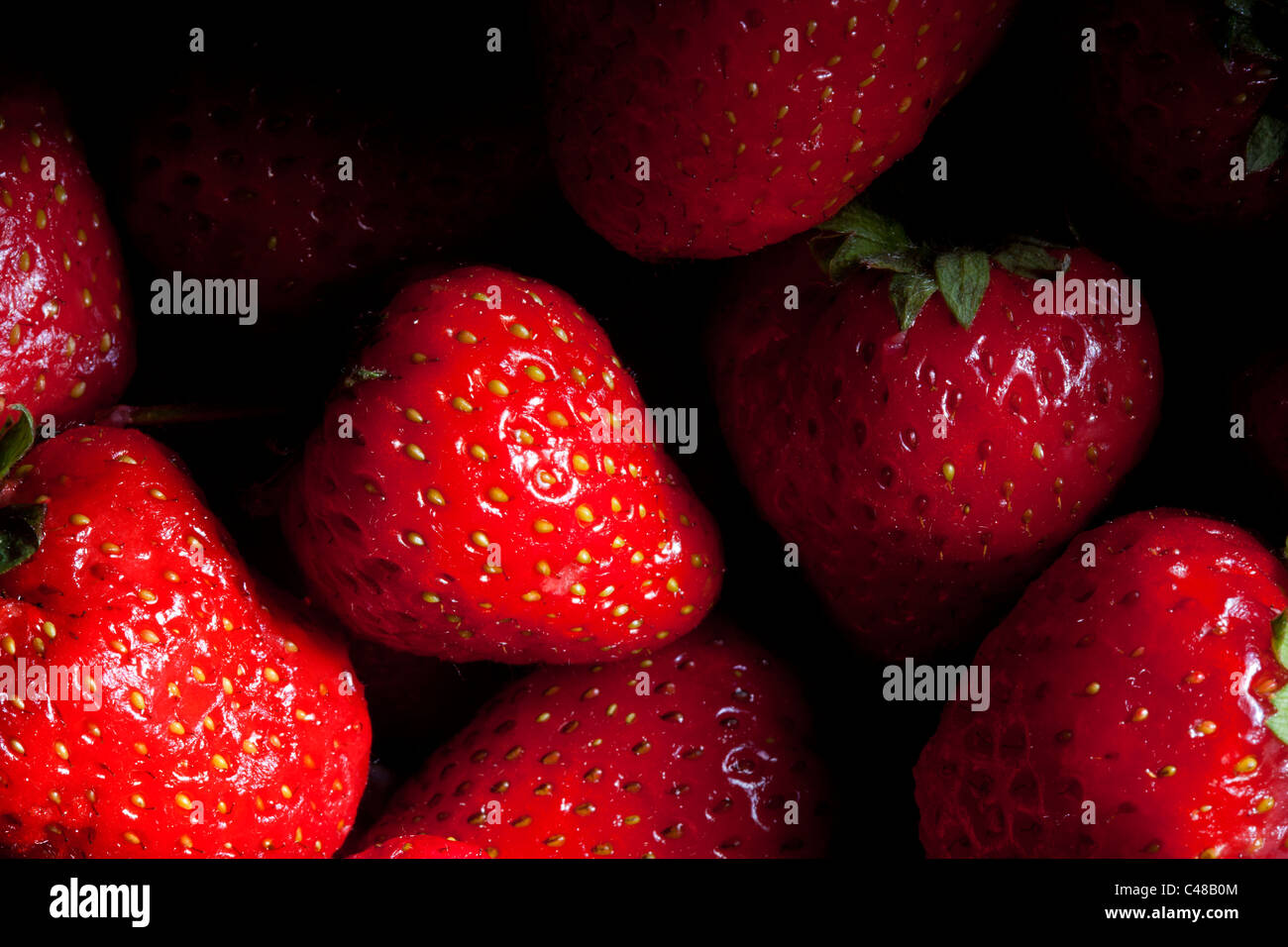 large group of fresh strawberries Stock Photo