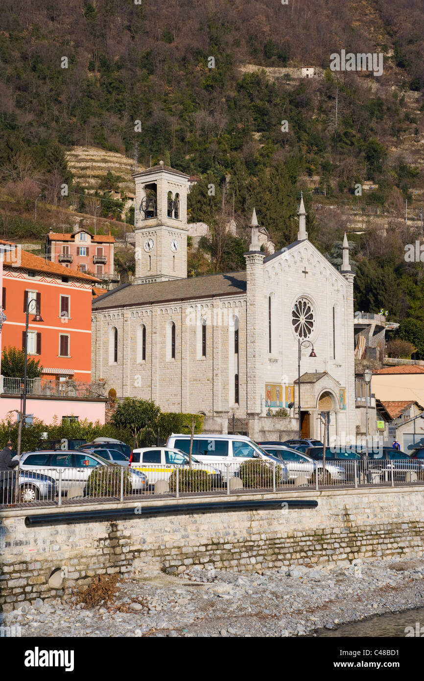 Chiesa della S.ma Trinita. Church. Piazza Carlo Rigatti. Argegno on Lake Como. Lombardy. Italy. Stock Photo