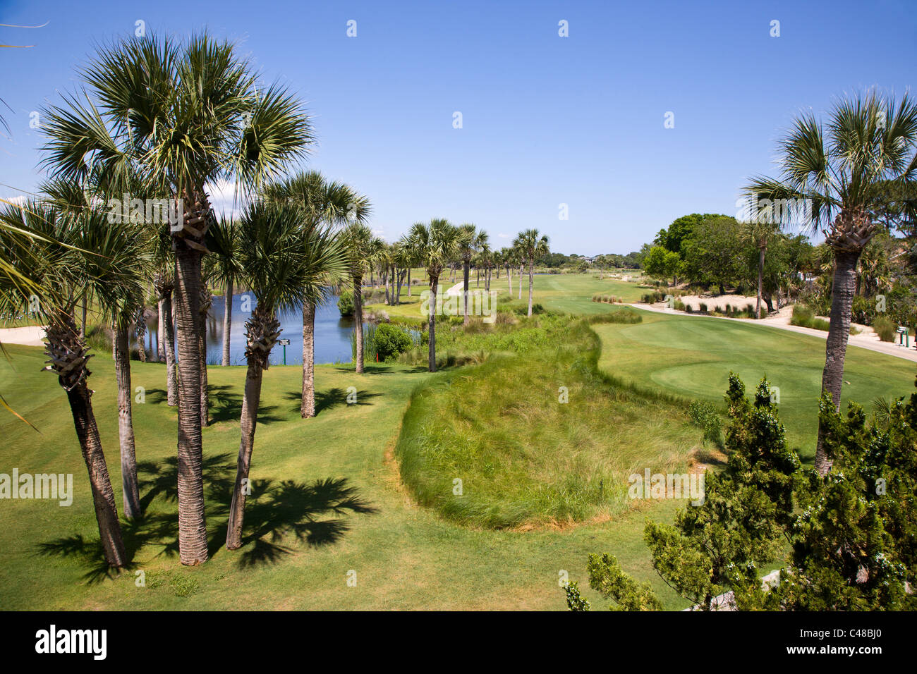 View of the golf course on Seabrook Island, from the Atrium Villas rental condominium Stock Photo