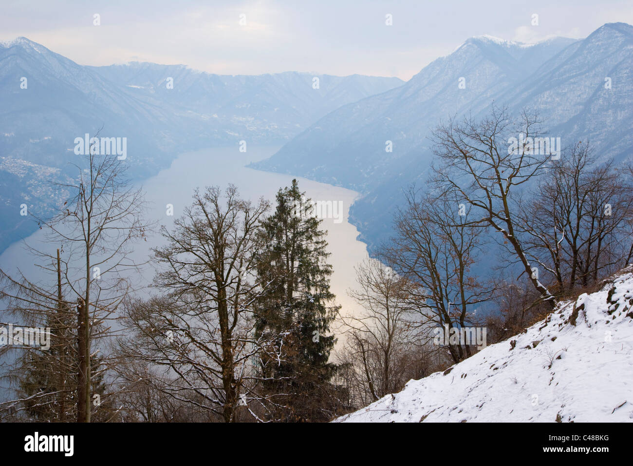 Lake Como and and Alps mountains from Pigra. Lake Como. Lombardy. Italy. Stock Photo