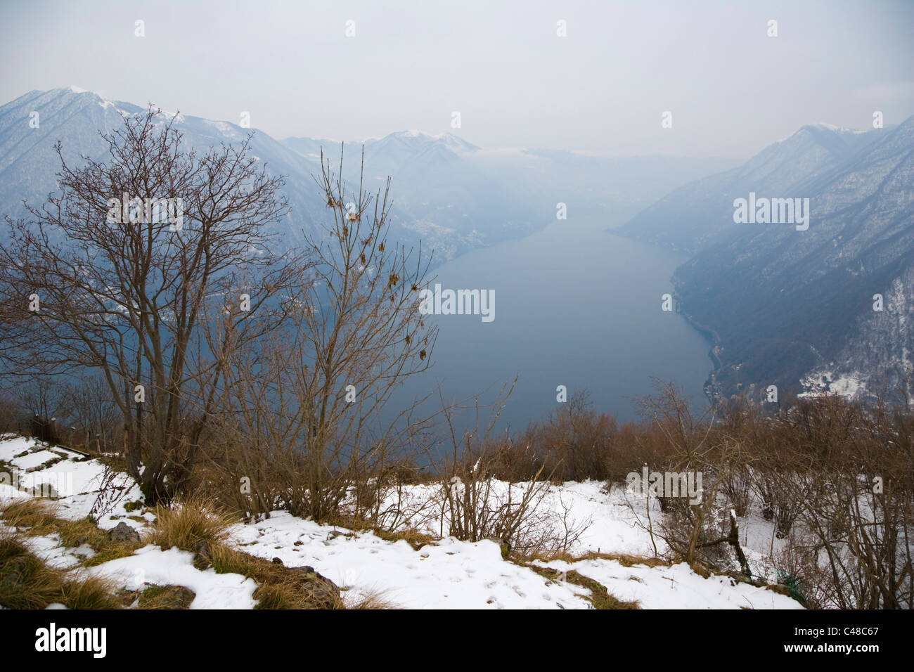 Lake Como and and Alps mountains from Pigra. Lake Como. Lombardy. Italy. Stock Photo