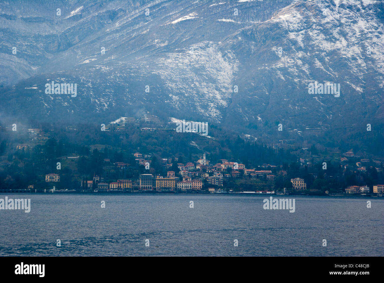 View at Cadenabbia from Bellagio on Lake Como. Lombardy. Italy. Stock Photo