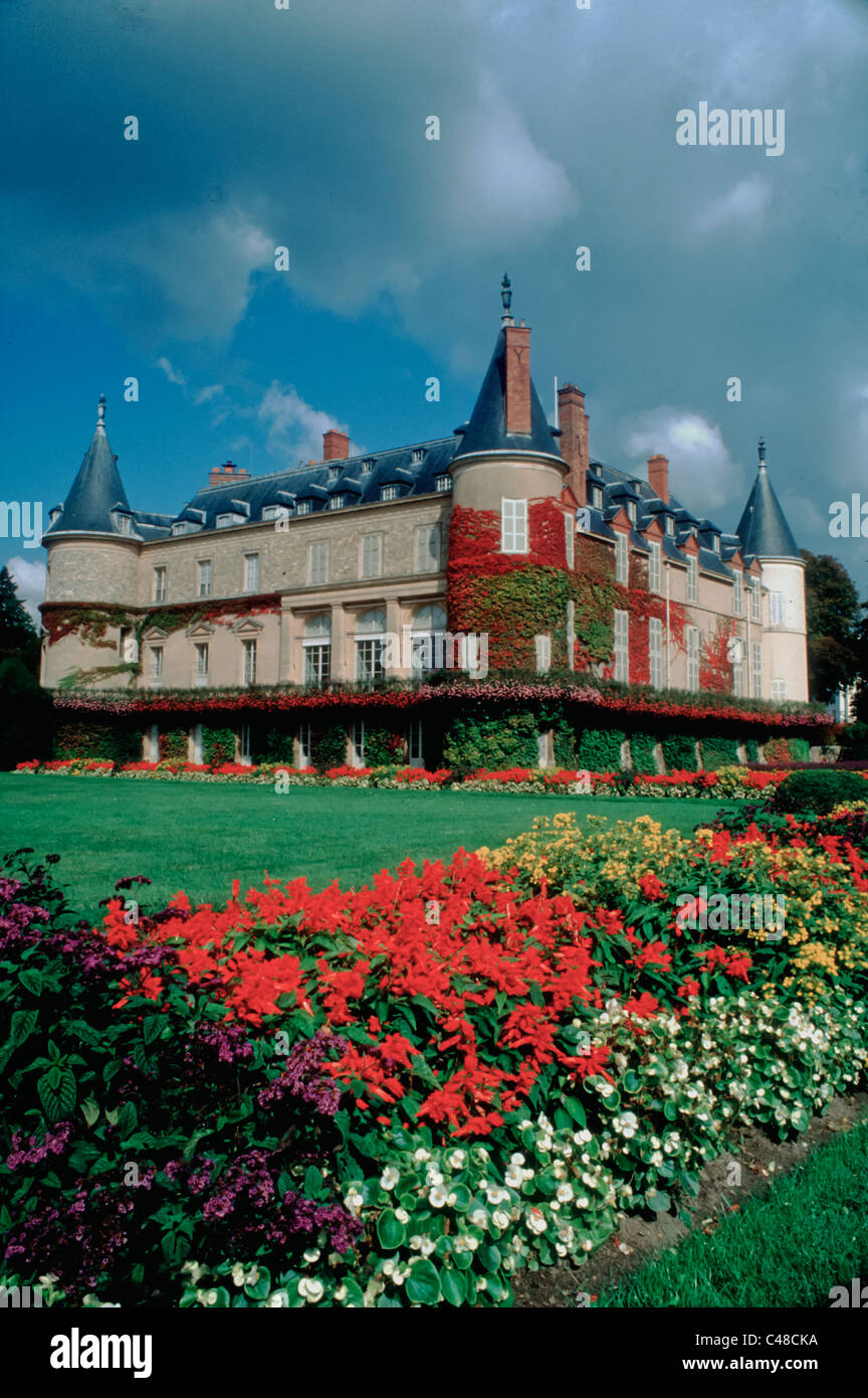 Exterior view historic building french chateau gardens forest