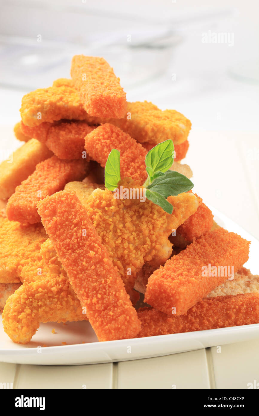 Pieces of fish breaded and deep fried Stock Photo Alamy