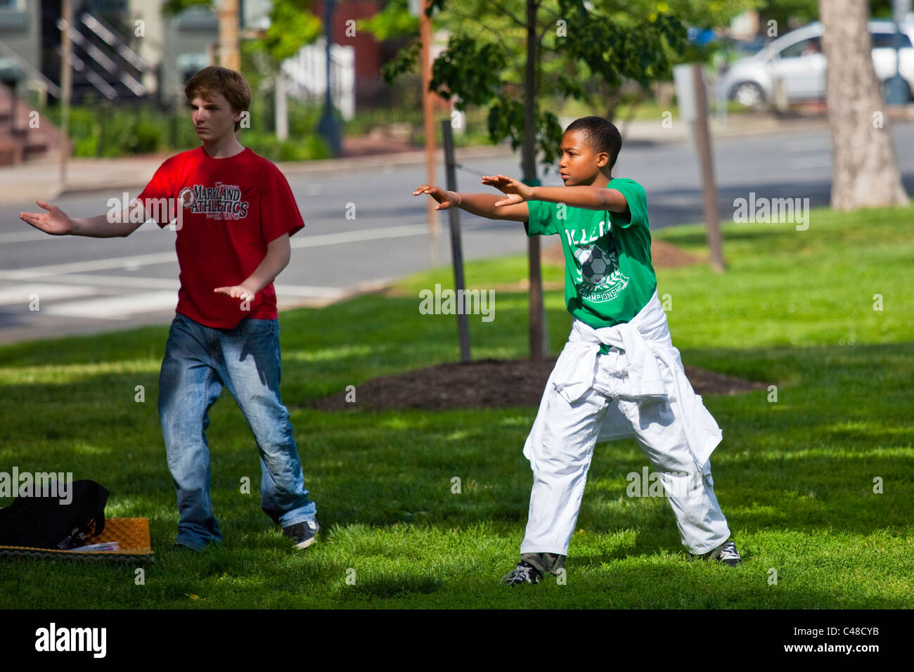 Young boys practice karate hires stock photography and images Alamy