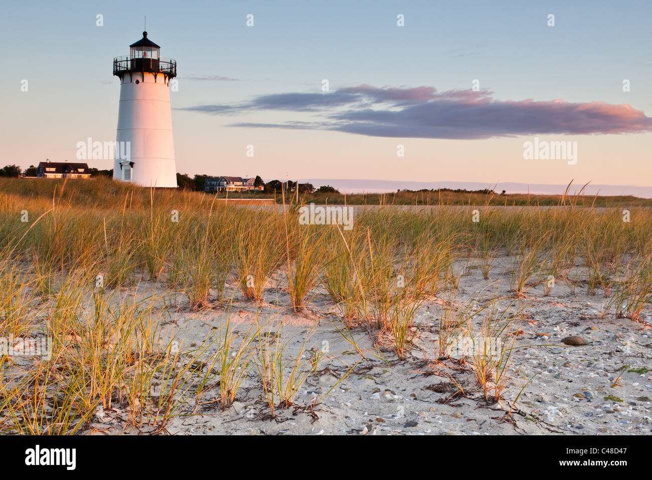 Edgartown Harbor Light at sunrise, Edgartown, Martha's Vineyard, Massachusetts Stock Photo