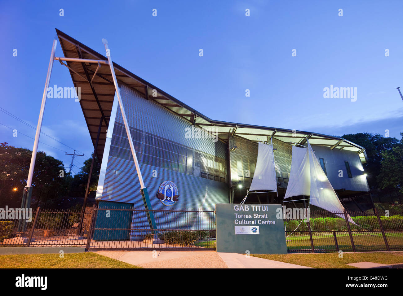 Gab Titui Torres Strait Cultural Centre at dusk. Thursday Island, Torres Strait Islands, Queensland, Australia Stock Photo