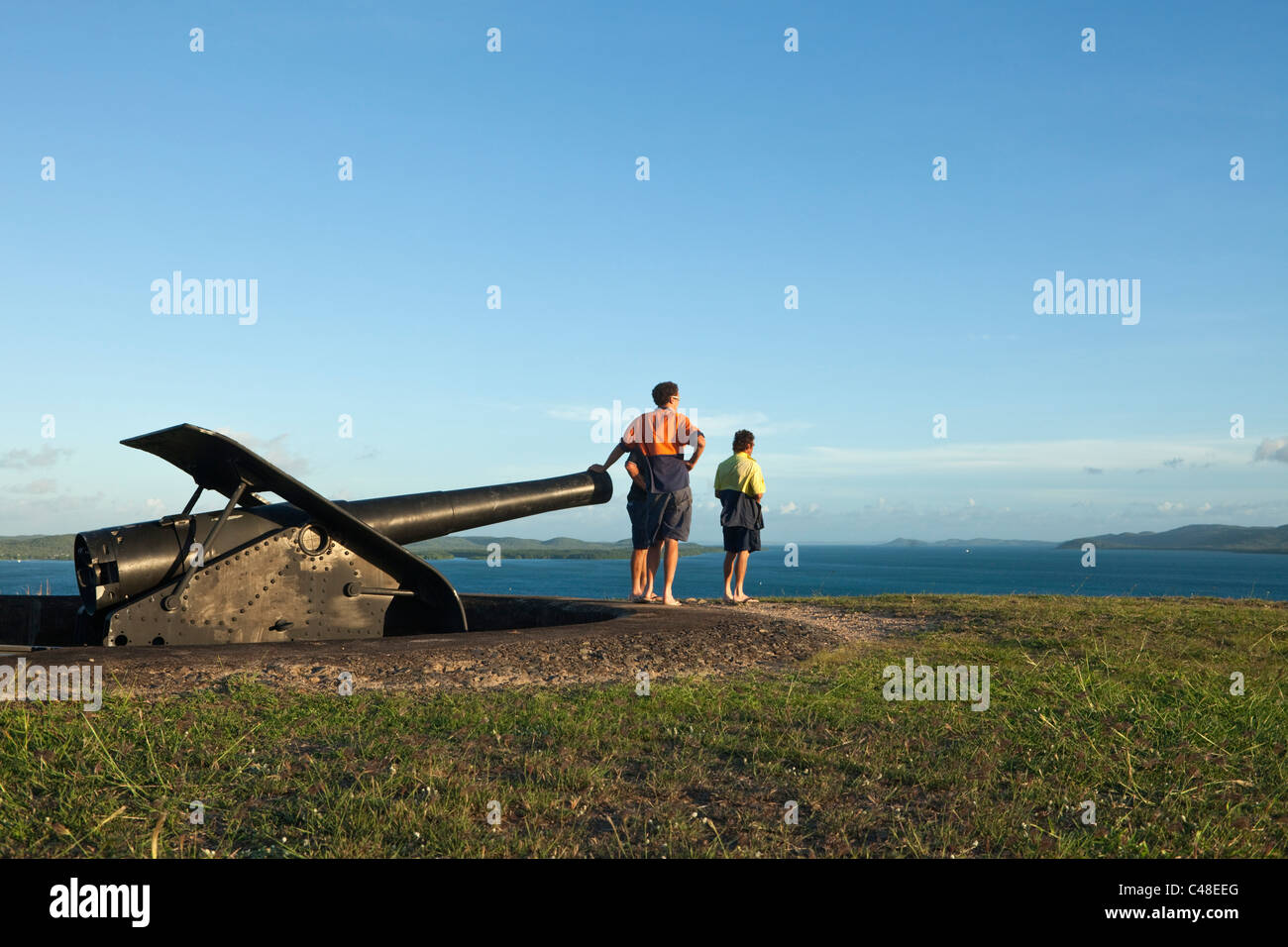 Gun battery at Green Hill Fort.  Thursday Island, Torres Strait Islands, Queensland, Australia Stock Photo