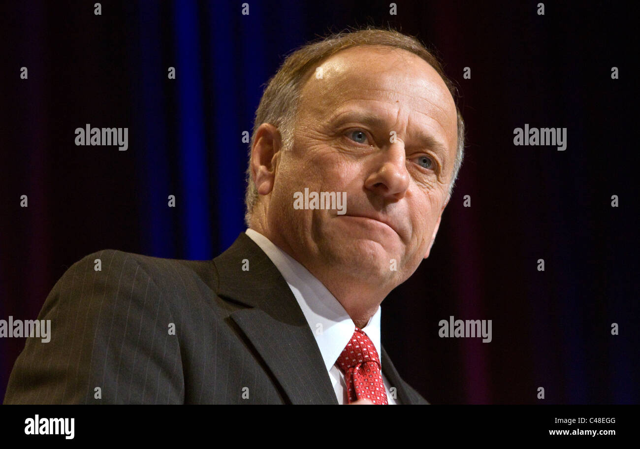 Representative Steve King of Iowa speaks at the CPAC conference in Washington DC. Stock Photo