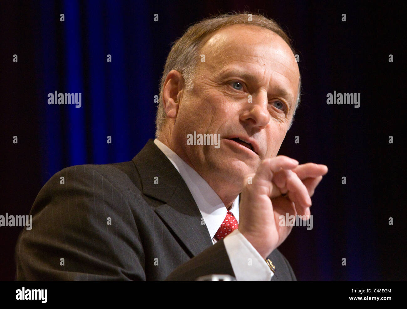 Representative Steve King of Iowa speaks at the CPAC conference in Washington DC. Stock Photo