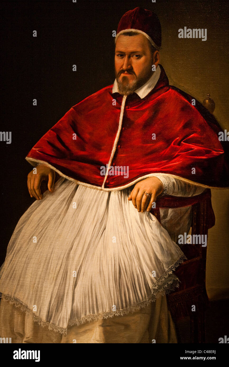 Portrait of Paul V Borghese by Caravaggio in 1605 Stock Photo