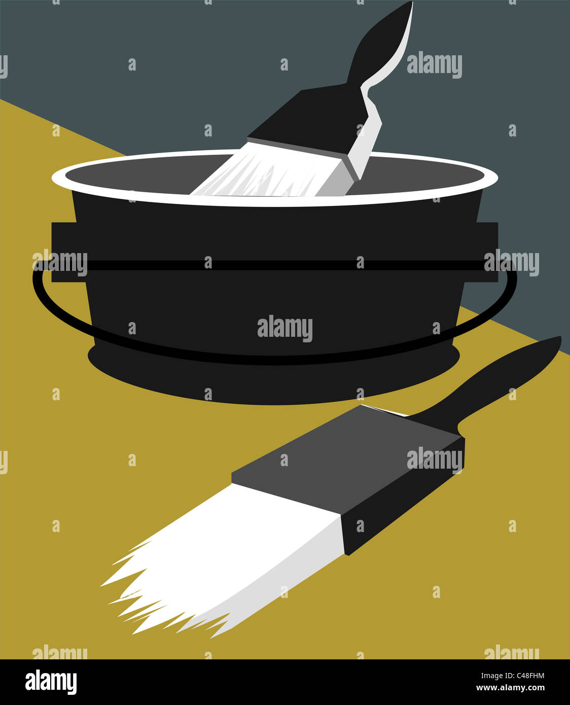 paint bucket and brushes Stock Photo Alamy
