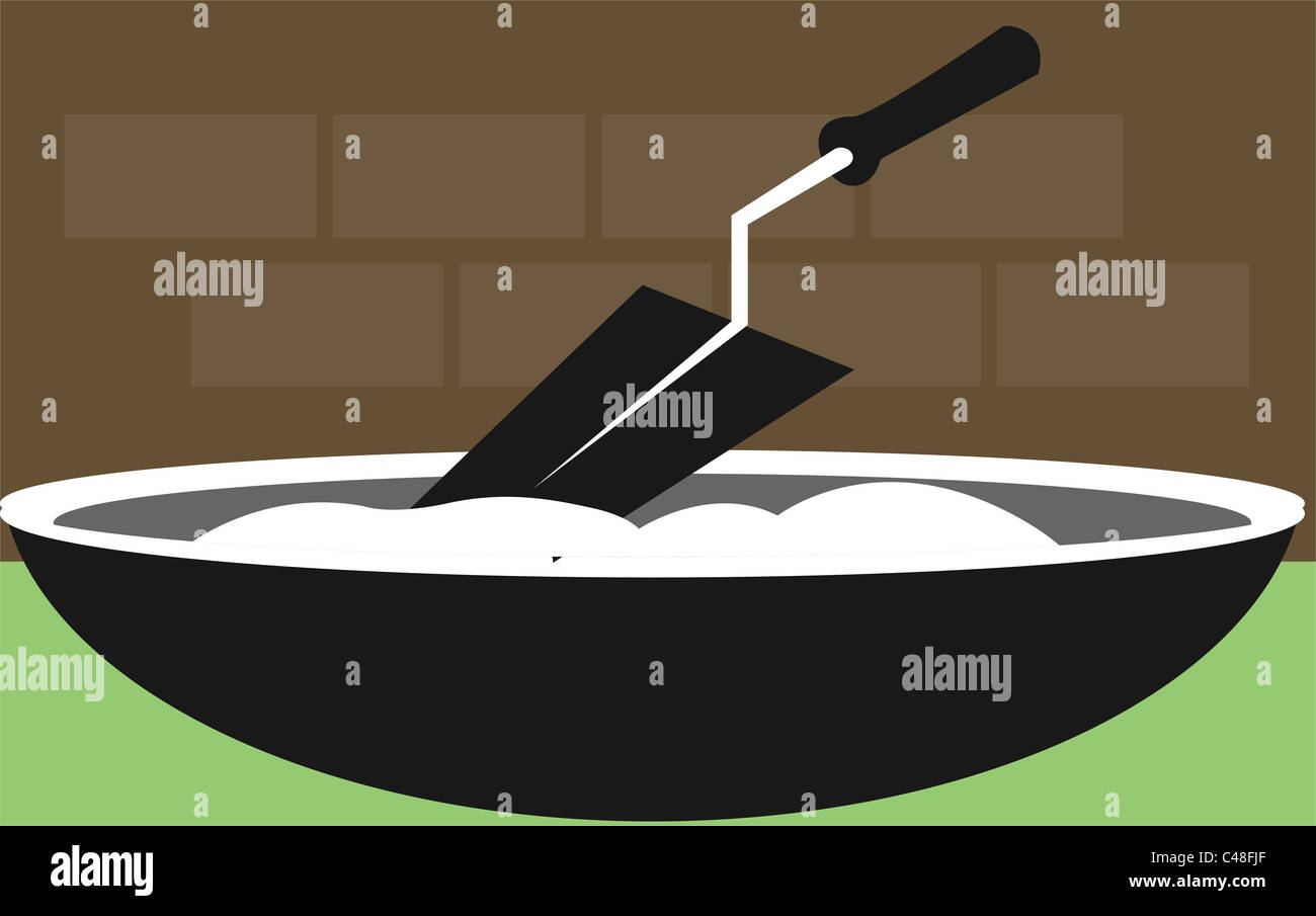 trowel and cement mix Stock Photo - Alamy