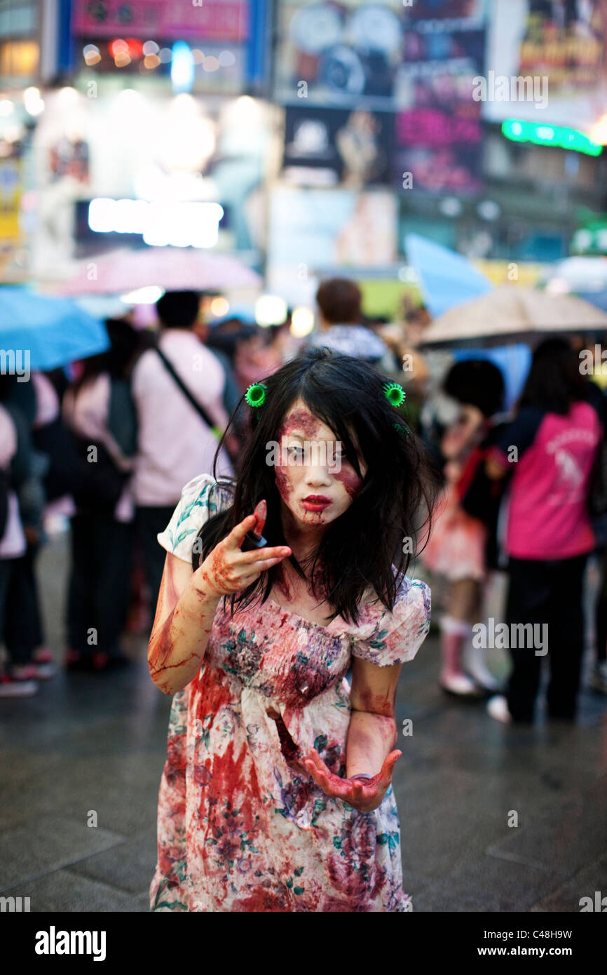 Portrait of a teenage zombie in Ximending, Taipei, Taiwan, October 30, 2010. Stock Photo