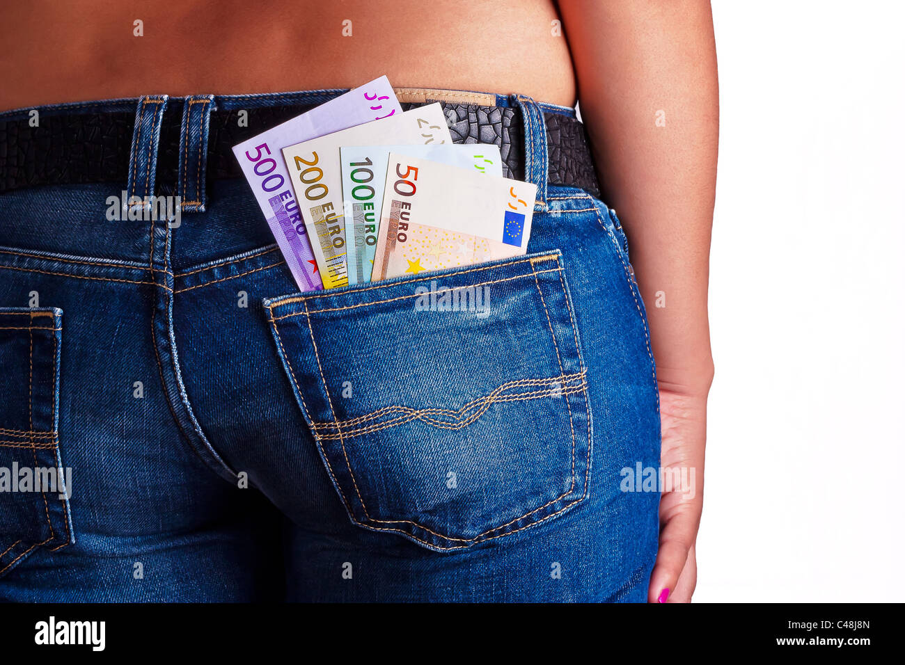 Girls Shows some money inside her Jeans Back Pocket Stock Photo - Alamy
