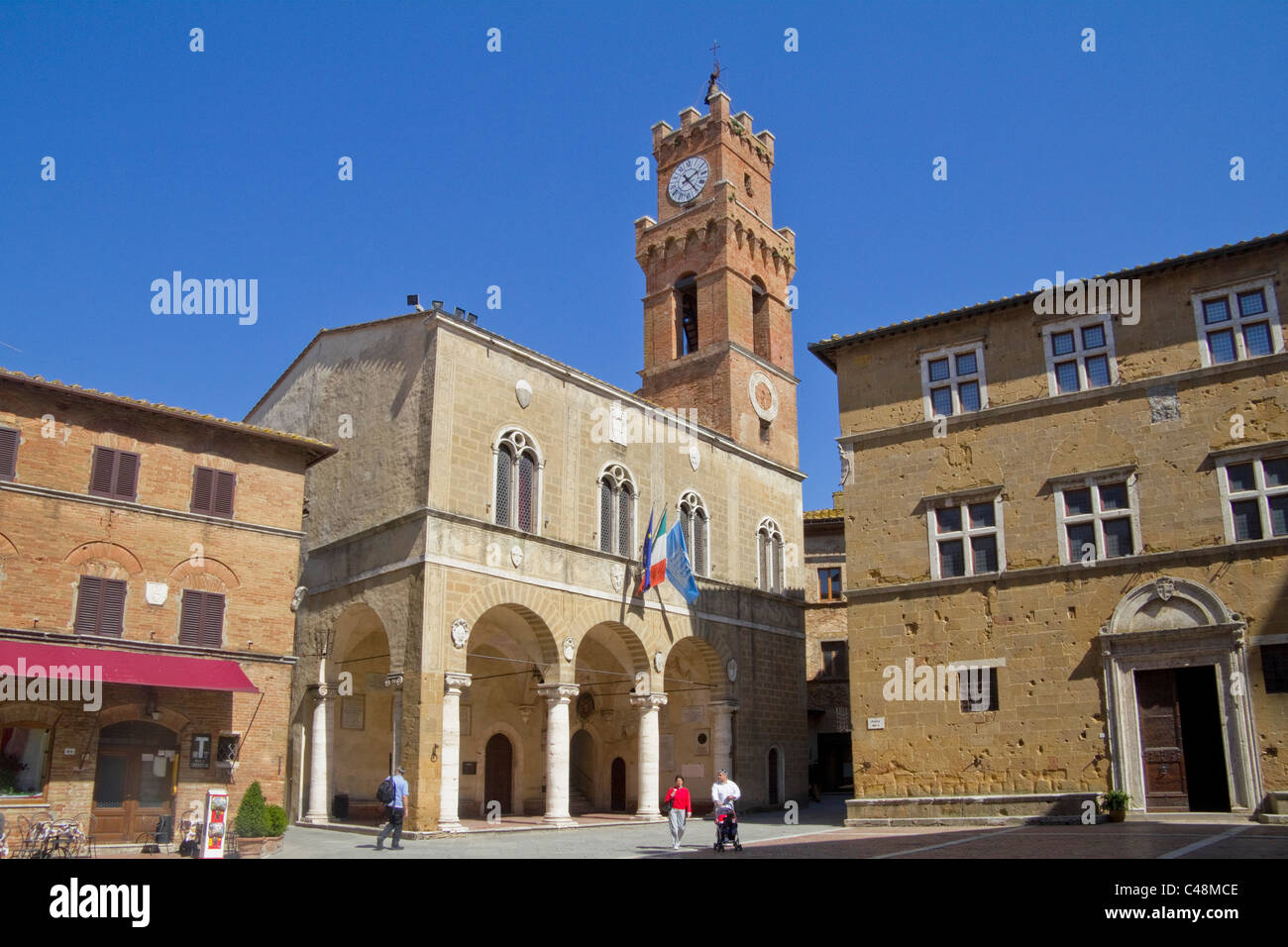 Italy tuscany pienza palazzo comunale piazza pio hires stock
