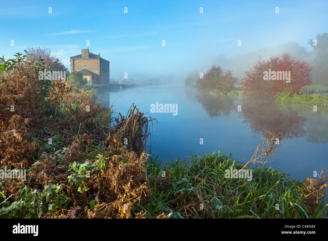 Kingsmead near Hertford on a misty morning Stock Photo