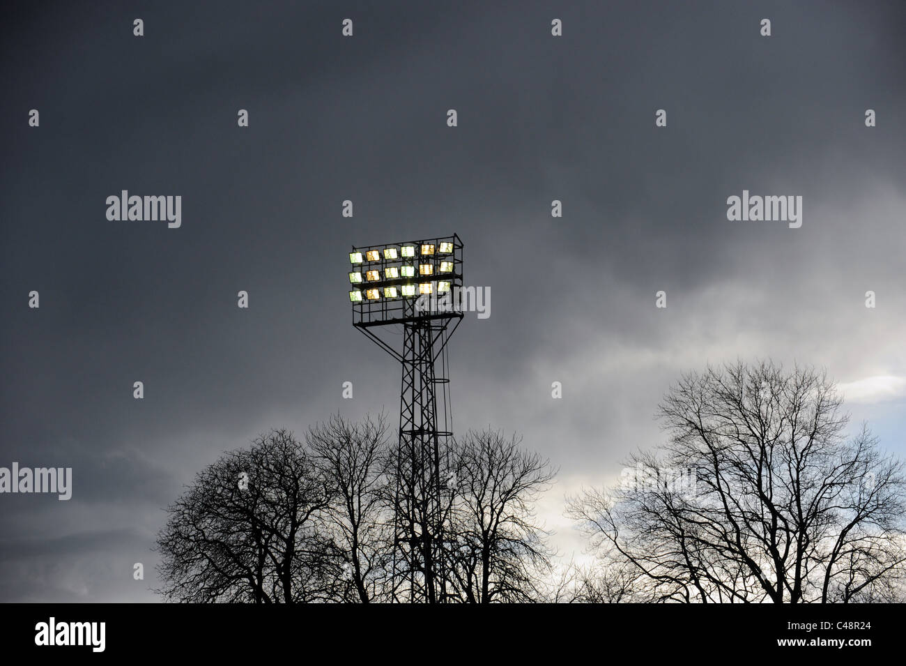 Floodlights at a Sports Ground Stock Photo