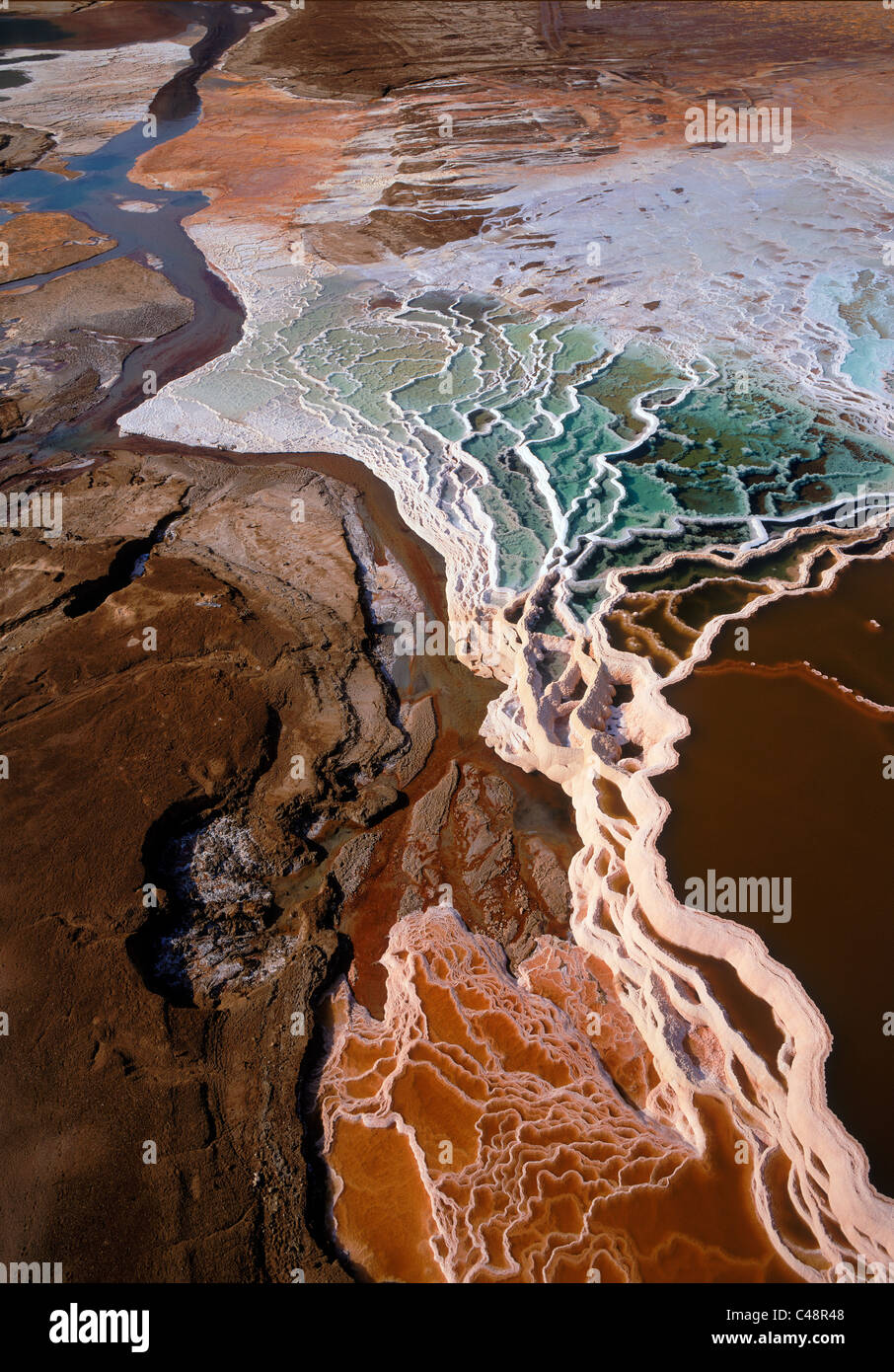 Abstract view of the salt crystals in the Dead sea Stock Photo