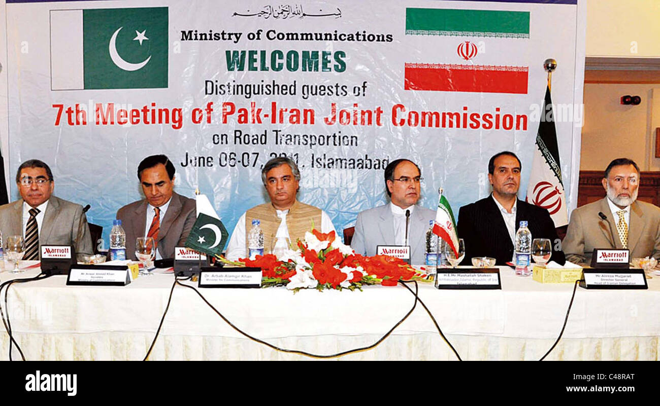 Federal Minister for Communications, Dr.Arbab Alamgir chairs the Seventh meeting of Pak-Iran Joint Commission on Road Stock Photo