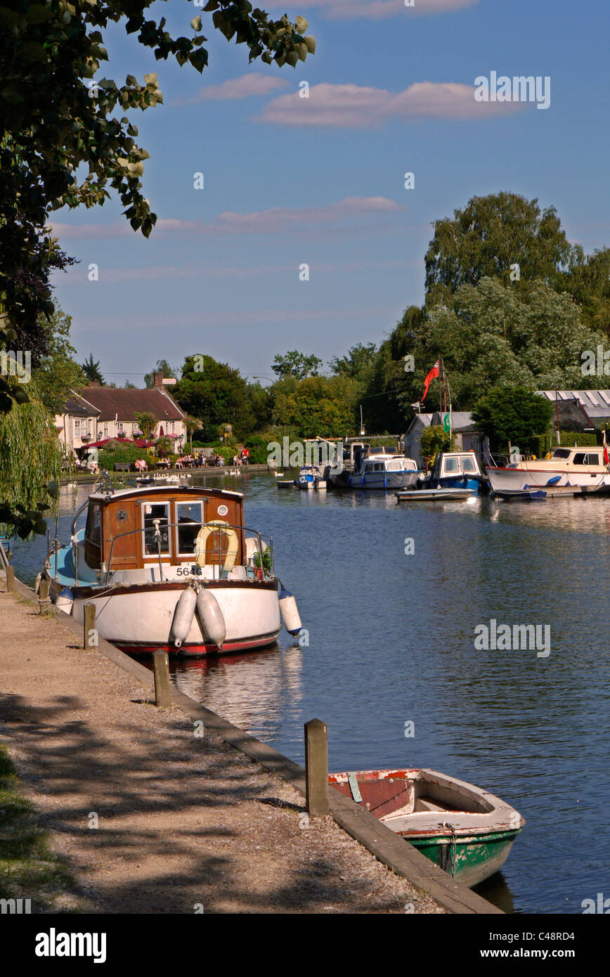 Boats Moored alongside The River Yare at Thorpe St Andrew, Norwich