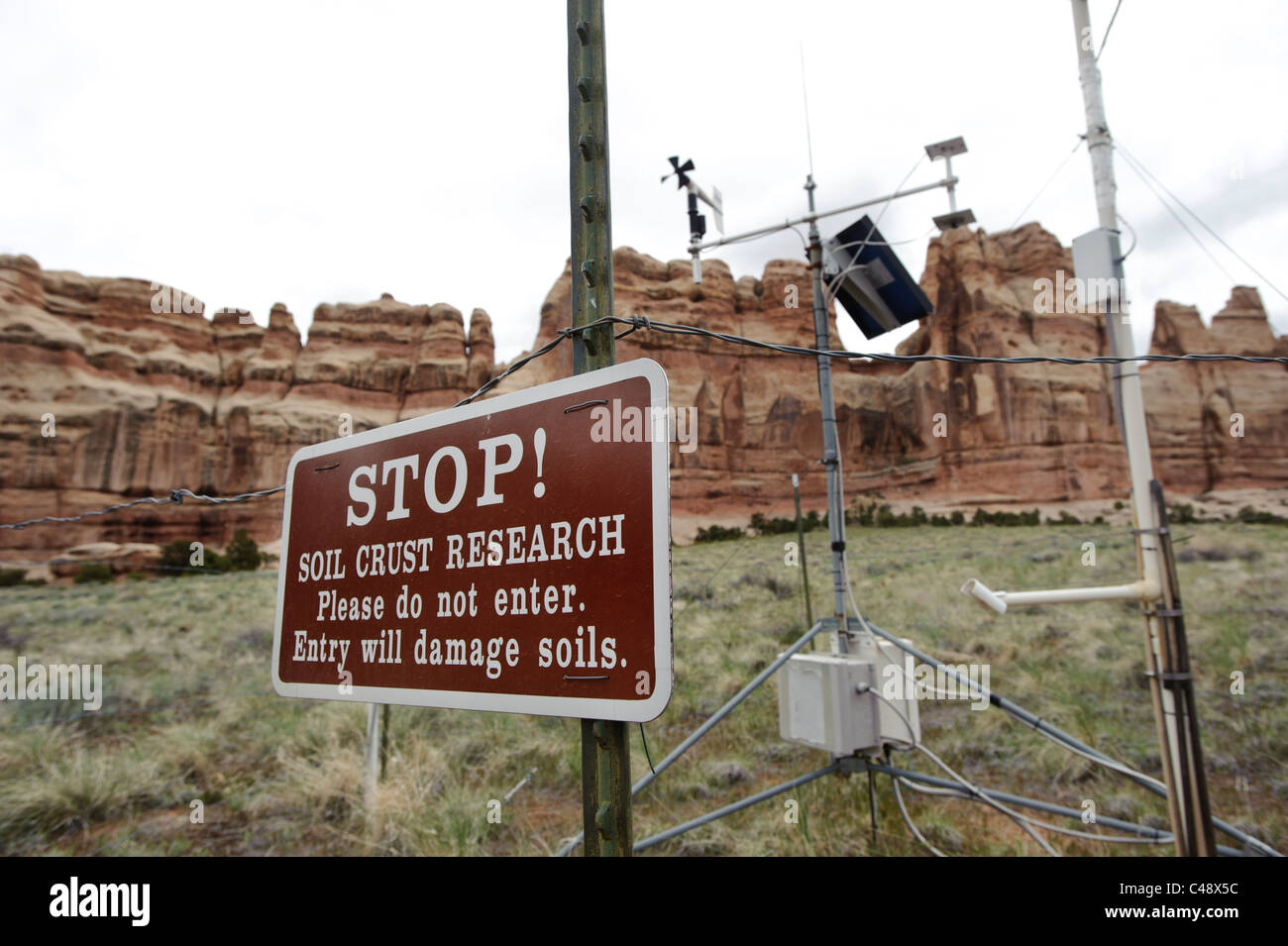 USGS weather station, Needles District, Canyonlands NP, UT Stock Photo