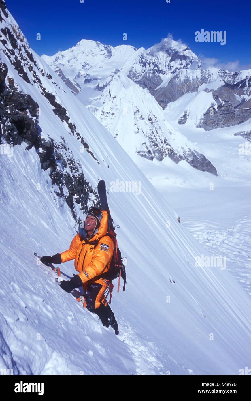 Man climbing the north face of Mount Everest Stock Photo - Alamy