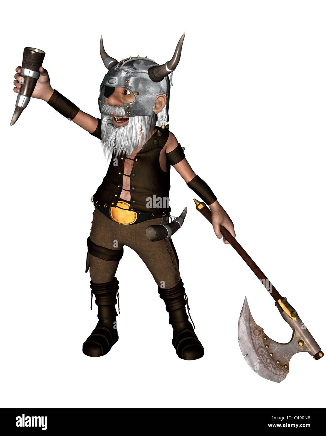 Toon Viking Dwarf with Axe - 1 Stock Photo