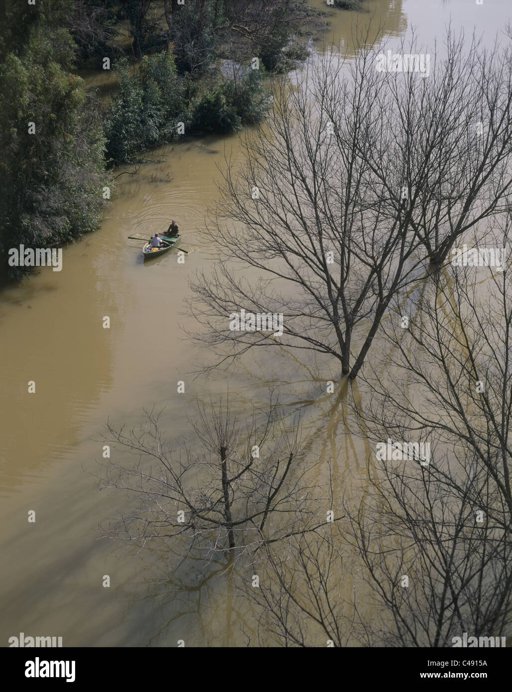 Aerial photograph of the Chula pond after a flood Stock Photo