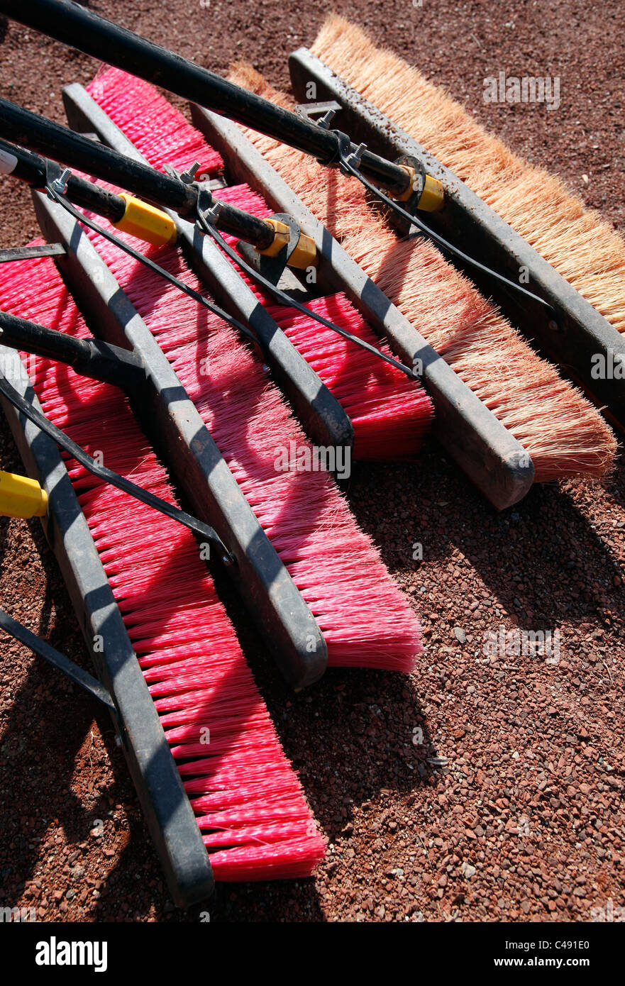 utility brooms Stock Photo