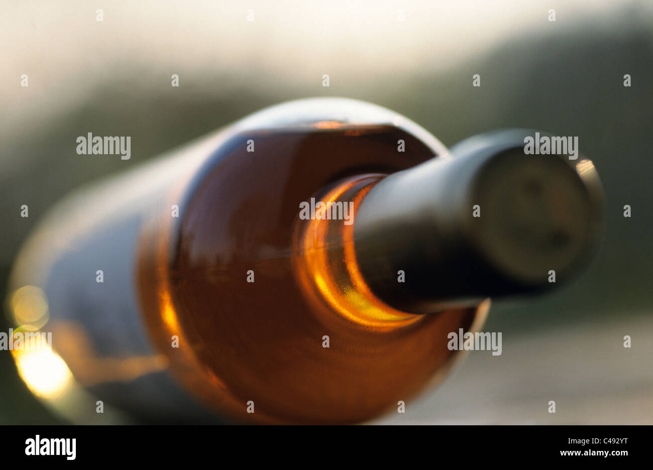 Wine bottle laying down Stock Photo Alamy