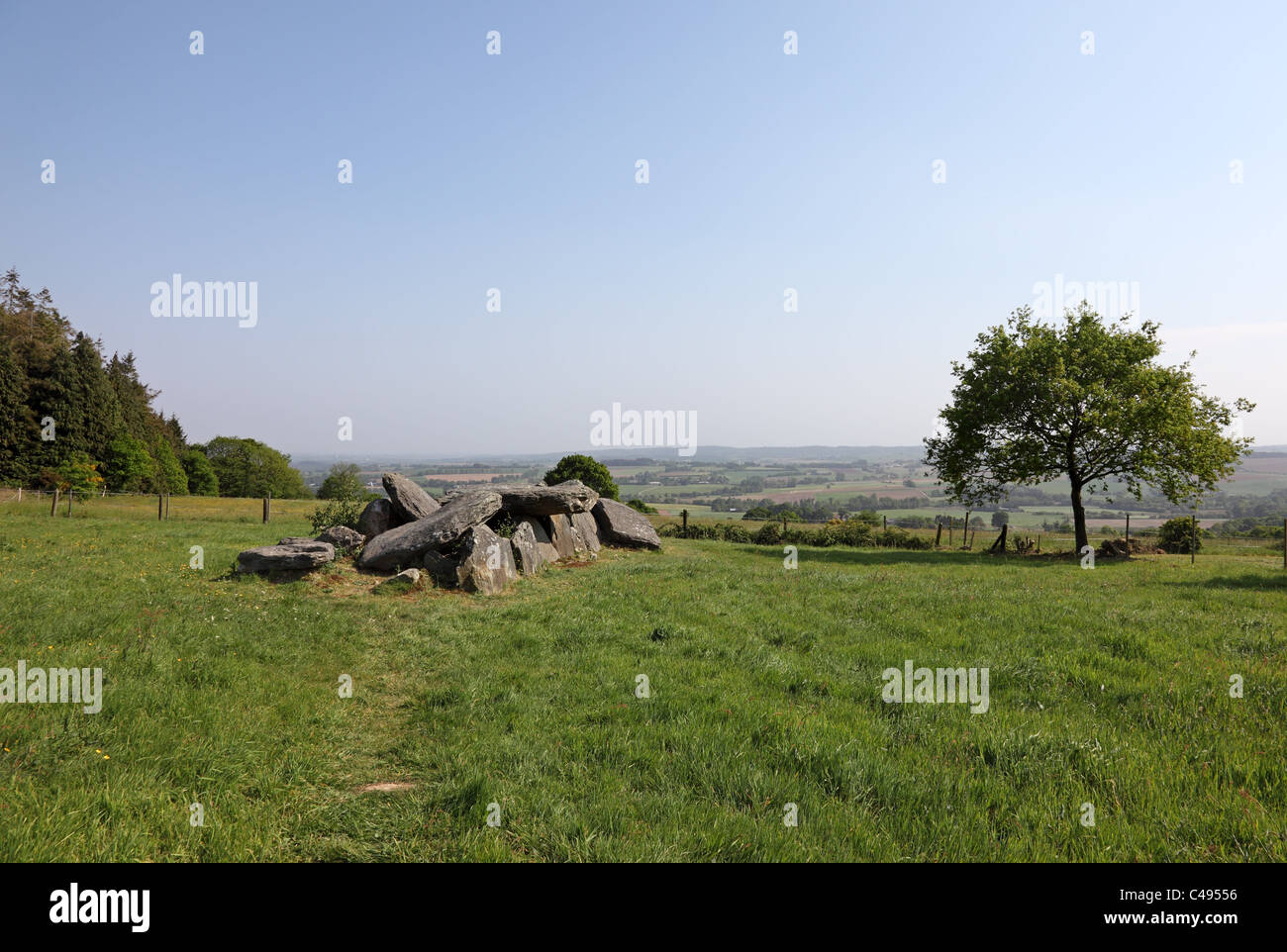 Neolithic Burial Chamber Called the Allee Couverte Bot-Er-Mohed at Cleguerec Brittany France Stock Photo