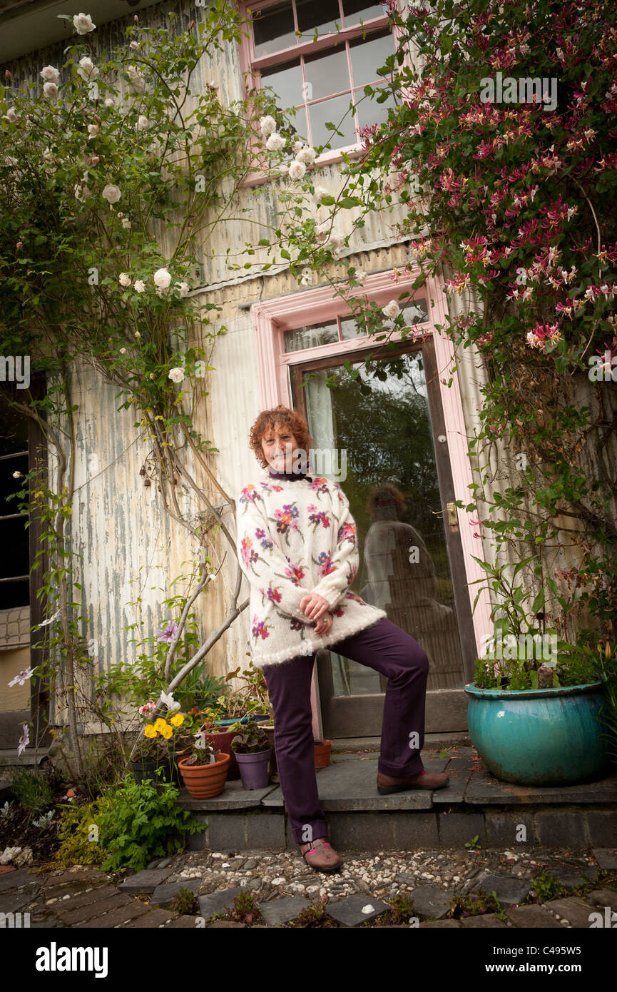 Knit and Crochet designer SASHA KAGAN at her welsh home near Llanidloes Wales UK Stock Photo