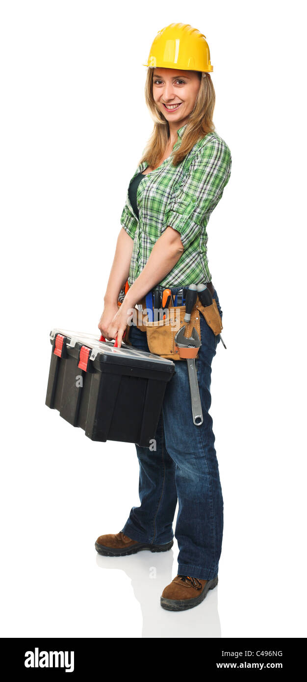 fine portrait of caucasian woman manual worker Stock Photo - Alamy