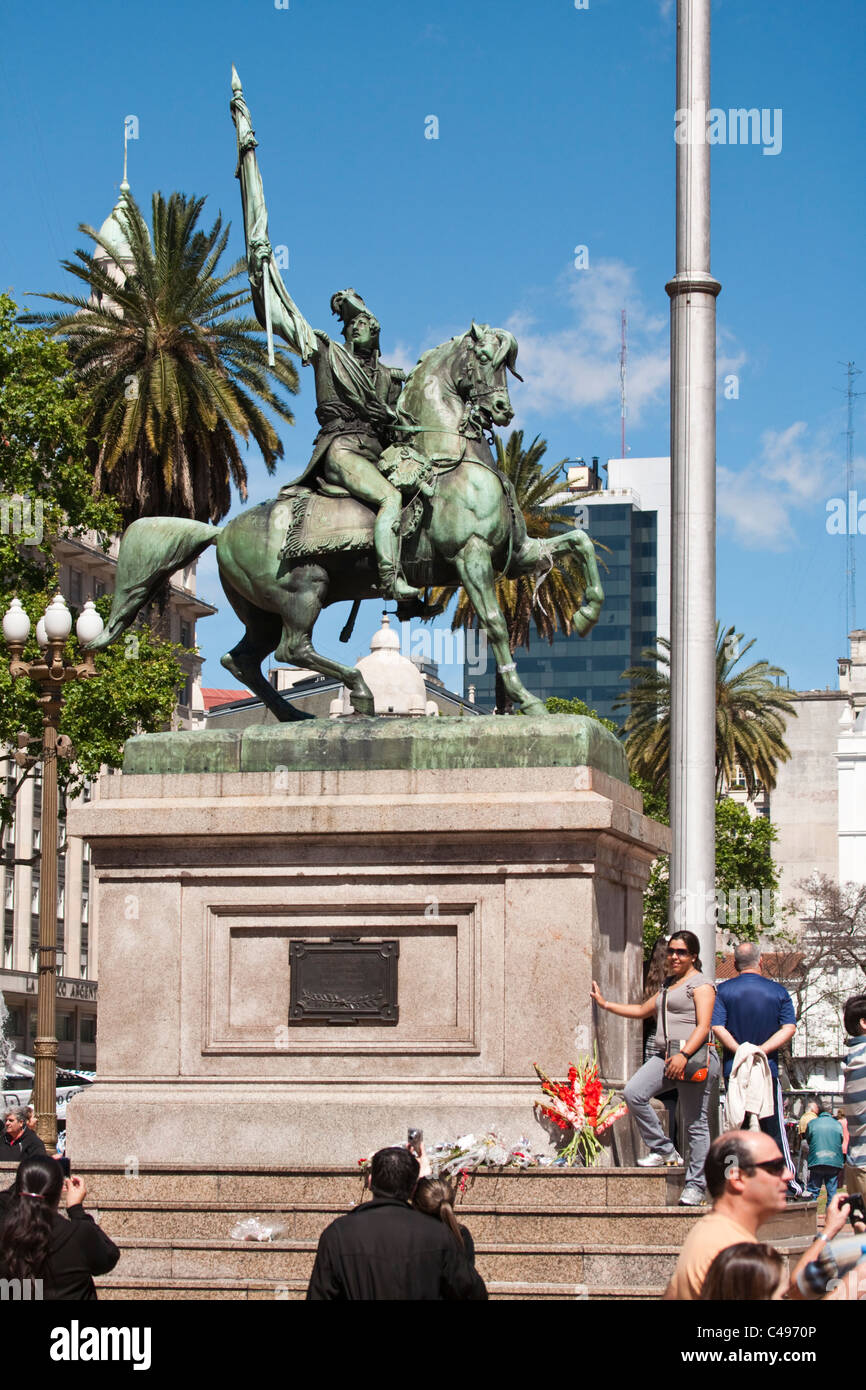 Monument of General Manuel Belgrano in Plaza de Mayo, Buenos Aires, Argentina, South America. Stock Photo