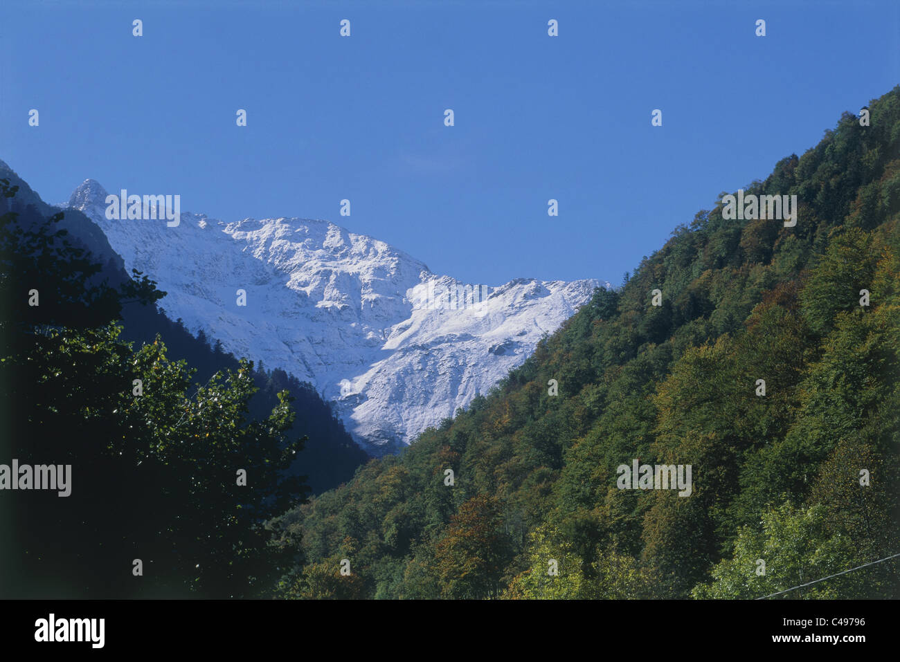 Image of the snowy mountains of France Stock Photo