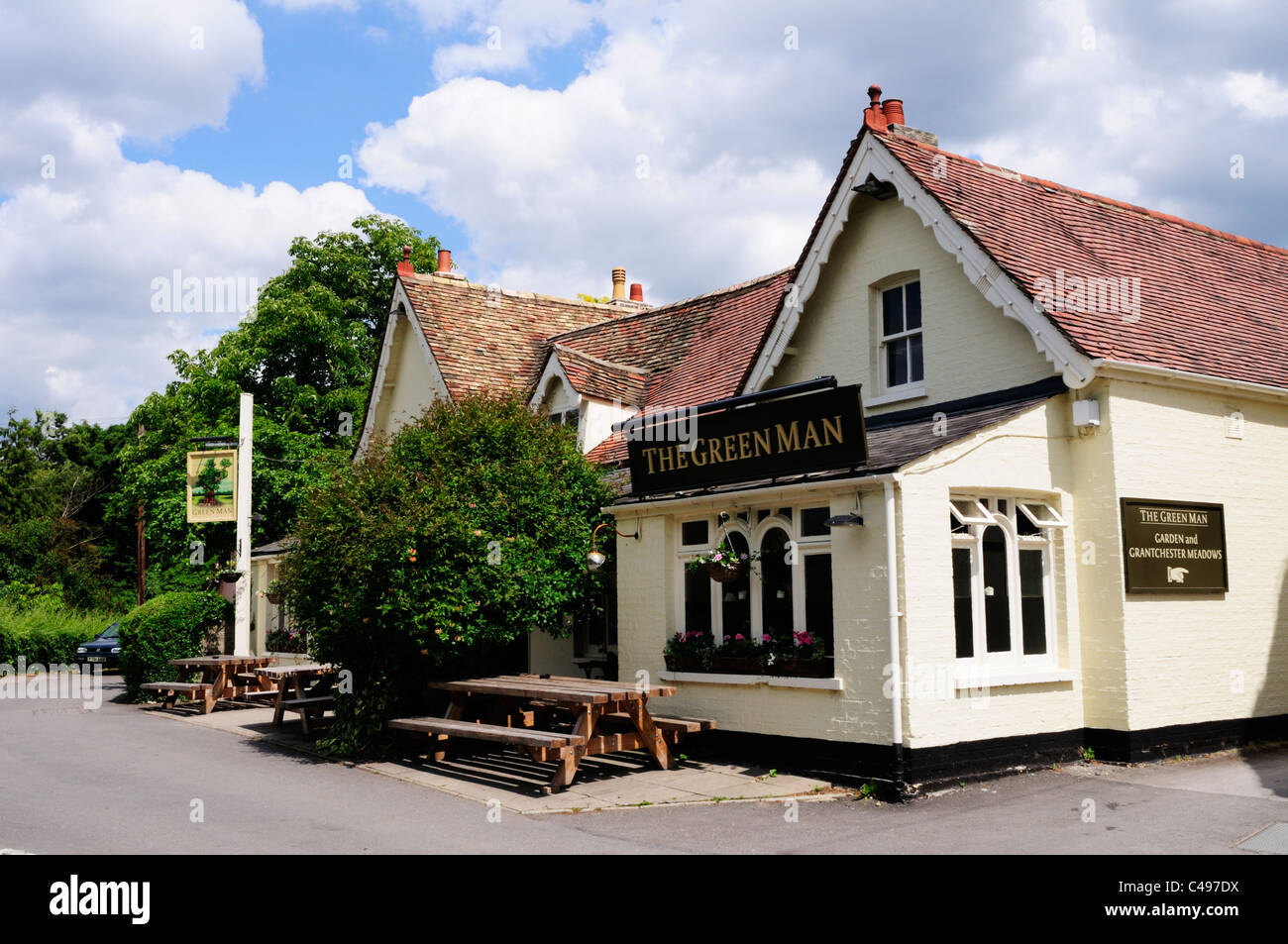 The Green Man Public House, Grantchester, Cambridgeshire, England, UK Stock Photo