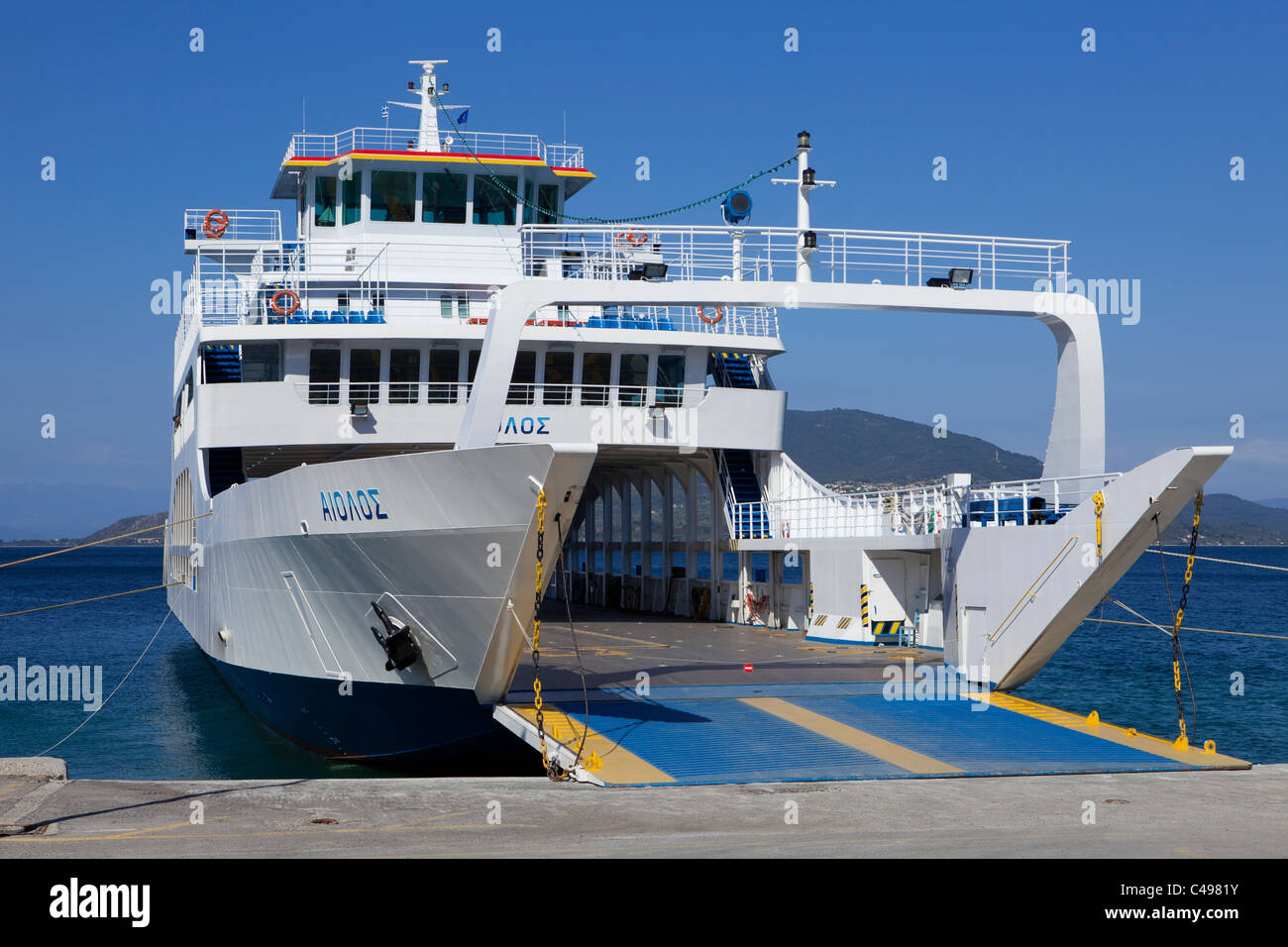 Car ferry from the island of Evia to Boeotia on mainland Greece Stock Photo  - Alamy