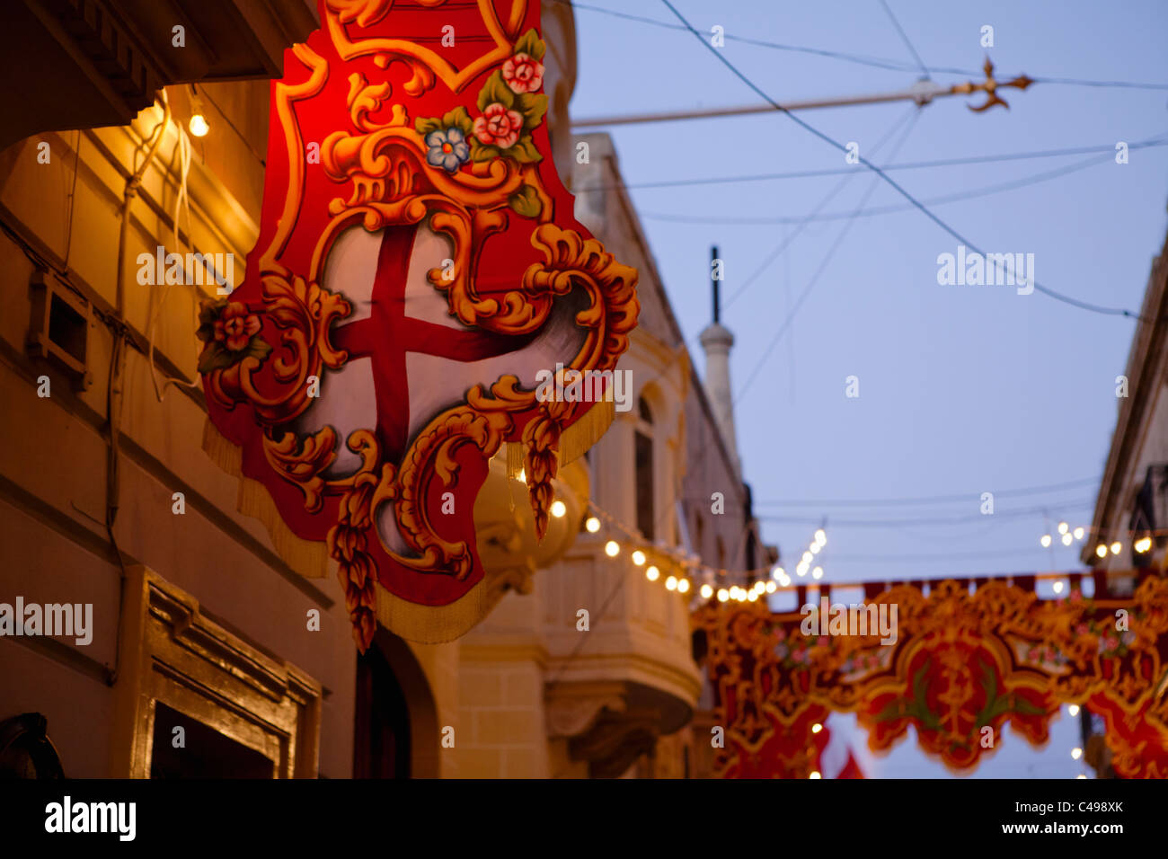 Maltese celebrations, St George flag Stock Photo