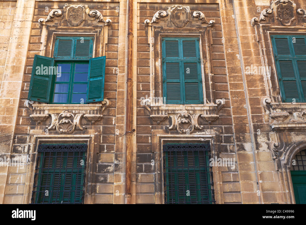 Windows Valletta, Malta Stock Photo