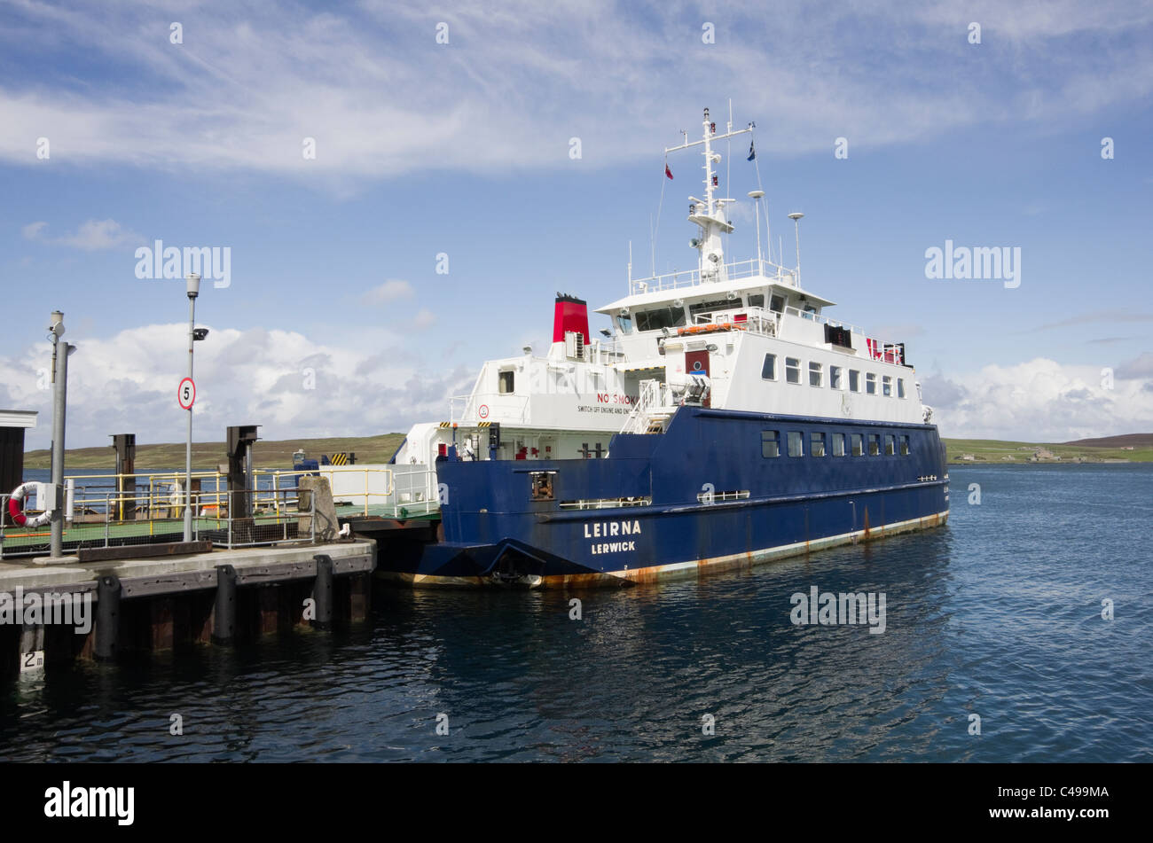 Lerwick, Shetland Islands, Scotland, UK. Bressay ferry Leirna at North Jetty in the harbour in Bressay Sound Stock Photo