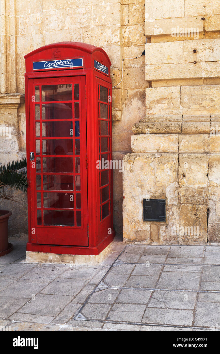 Red British phone box, Mdina, Malta Stock Photo